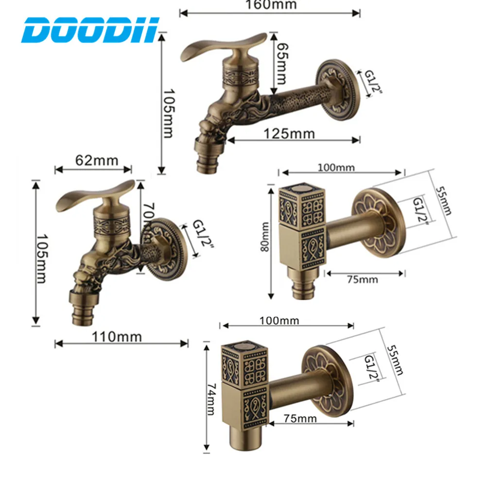 Резной настенный кран Doodii латунный ретро-кран с креплением на стену декоративные