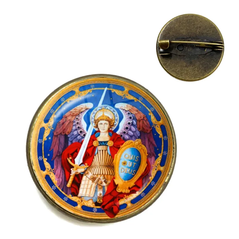 Стеклянная брошь из кабошона Archangel St.Michael Protect Me Saint Shield защита Charm русский Orhodox