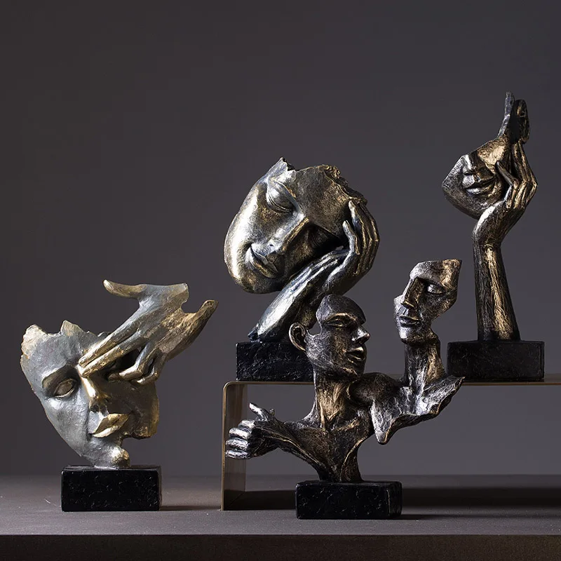 Strongwell Скандинавская абстрактная скульптура лица статуя персонажа Ретро