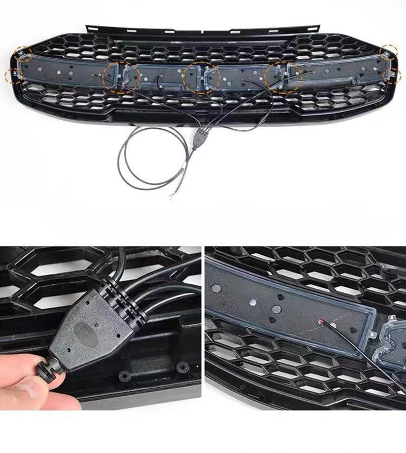 

Front Racing Grille Carbon Fiber Letters Grill Gloss Black Led Letter For ford Everest endeavour Car 2019-2020 High Quality