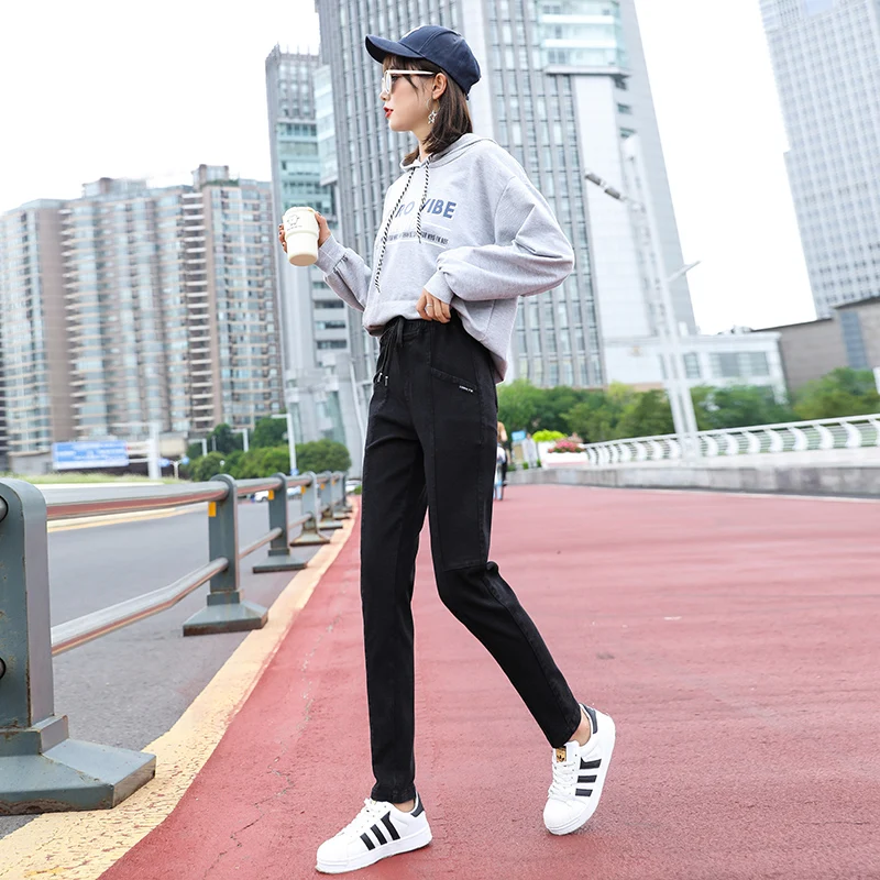 

Loose jeans female students show thin leisure haroun pants torre pants of tall waist foot radish height pants