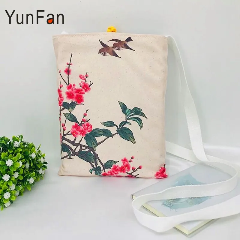 

Chinese ethnic style female bag digital printing pure cotton women's one-shoulder diagonal disc buckle retro ladies small Bag