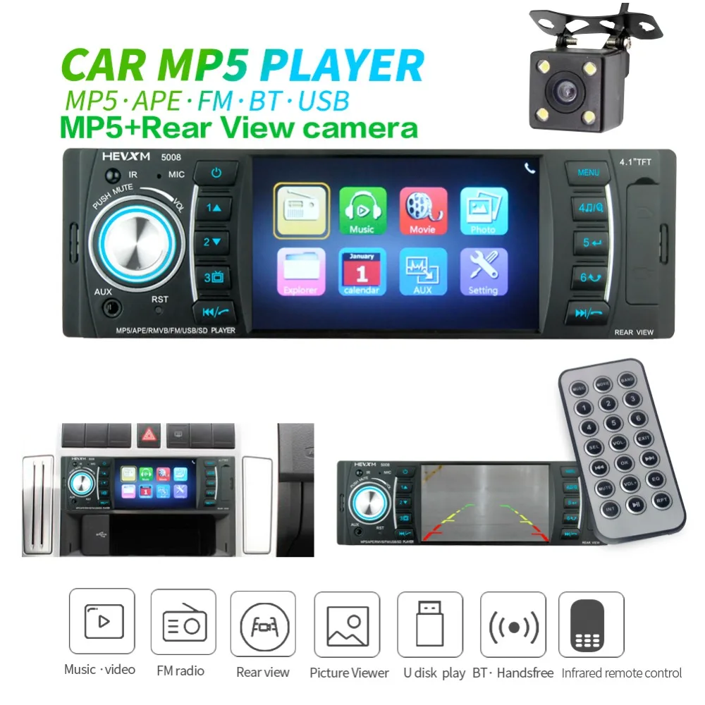 4 1 &quot1 Din цифровой Дисплей Bluetooth универсальный MP5 плеер USB SD AUX FM радио MP3 MP4 аудио