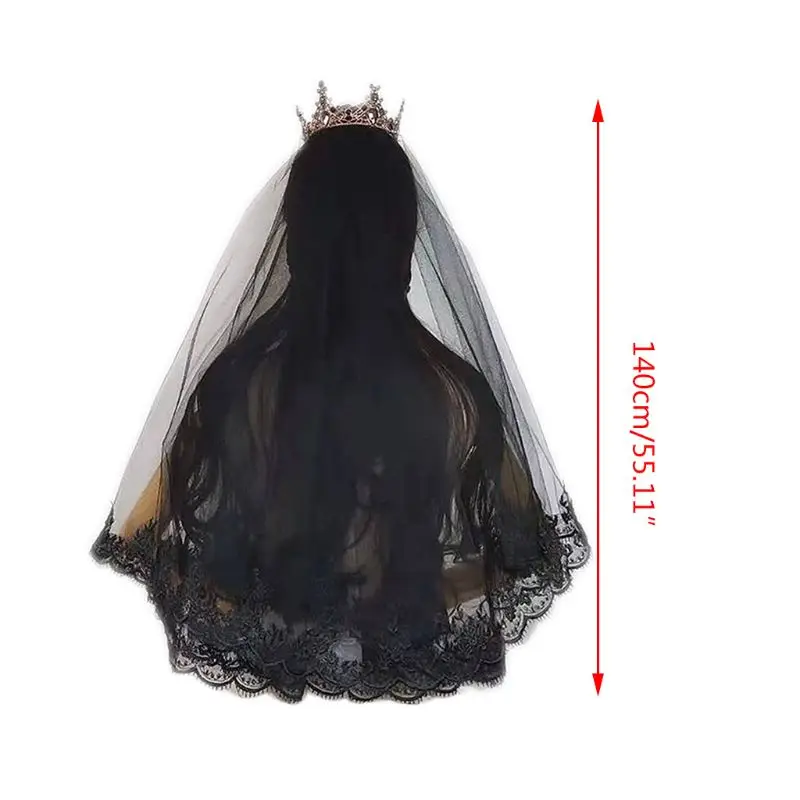 Однослойная женская накидка на лицо черная свадебная фата вышивка ресниц