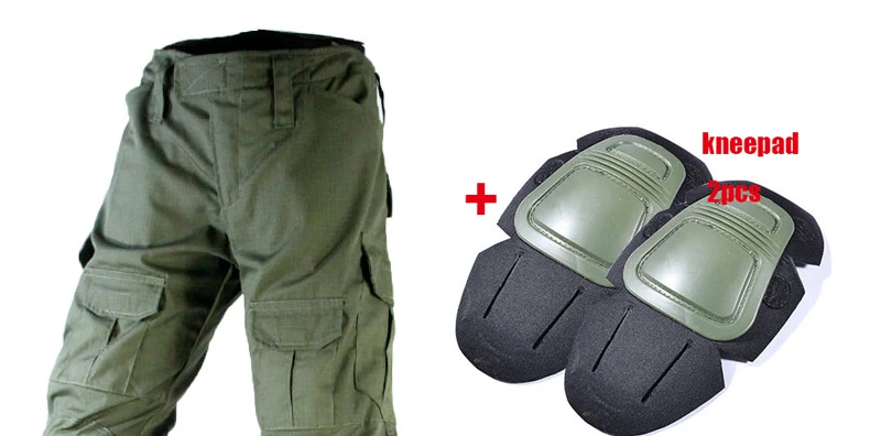 and knee pads Военные Брюки карго мужские тактические армейские спецназ камуфляжные брюки боевые Пейнтбольные камуфляжные брюки Униформа рабочие брюки наколенники - Цвет: and knee pads