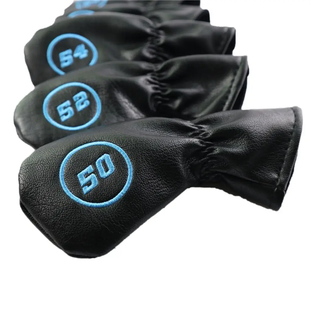 

6Pcs/Set Golf Iron Headcovers PU Leather Case Protector for 50-60 Degree(Black)