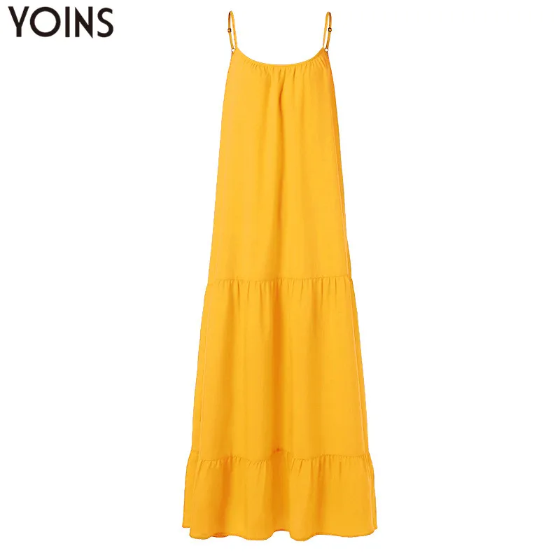 Женское богемное платье YOINS длинное праздничное макси без рукавов на бретелях