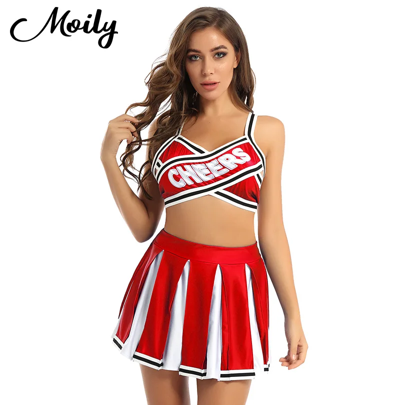 Женскую одежду костюмы черлидеров Для женщин костюм для косплея Взрослых топ с