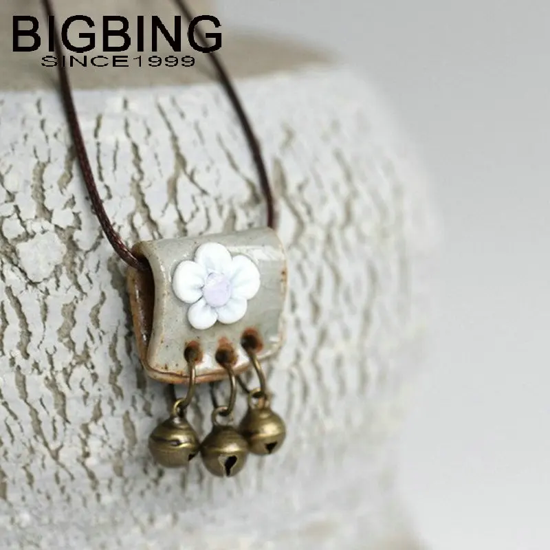 C154 BIGBING модные ювелирные изделия керамический кулон в виде колокольчика черная