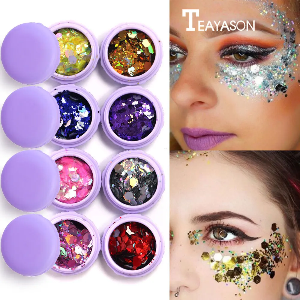 

10pcs/set laser sequins Eye shadow glitter powder beauty Festival Party makeup Glitter Sequins Shine Chrome Pigment Powder