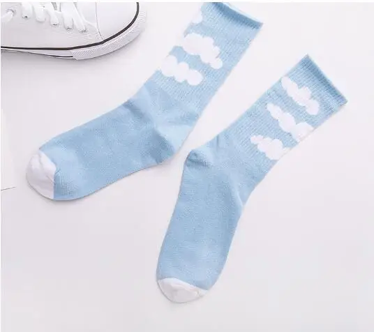 10pairs/lot Women Cloud Patterned Cotton Socks Casual cloud Socks For Female Streetwear Skateboard Socks