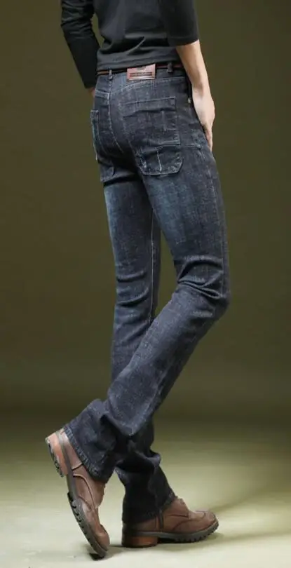 Jeans Men Denim Flare Pants Men's mid-waist jeans Mens slim Flared Leg Jeans Men's ripped denim trousers