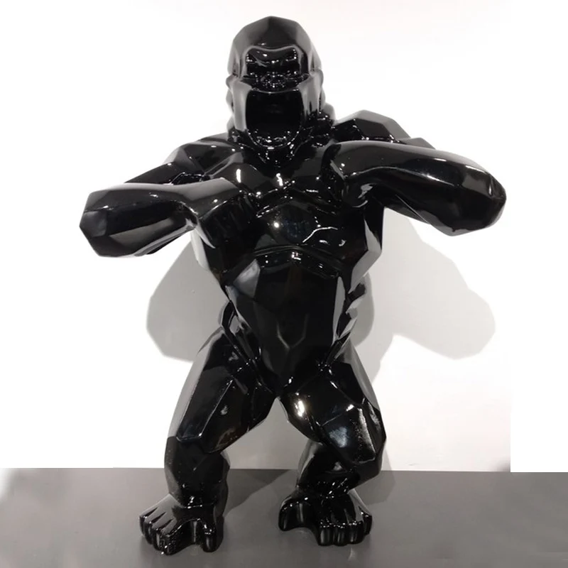 

2021 New Monkey King Kong Living Room Decoration Gorilla Sculpture Geometric Modern Statue Birthday Gift For Wedding Collectible