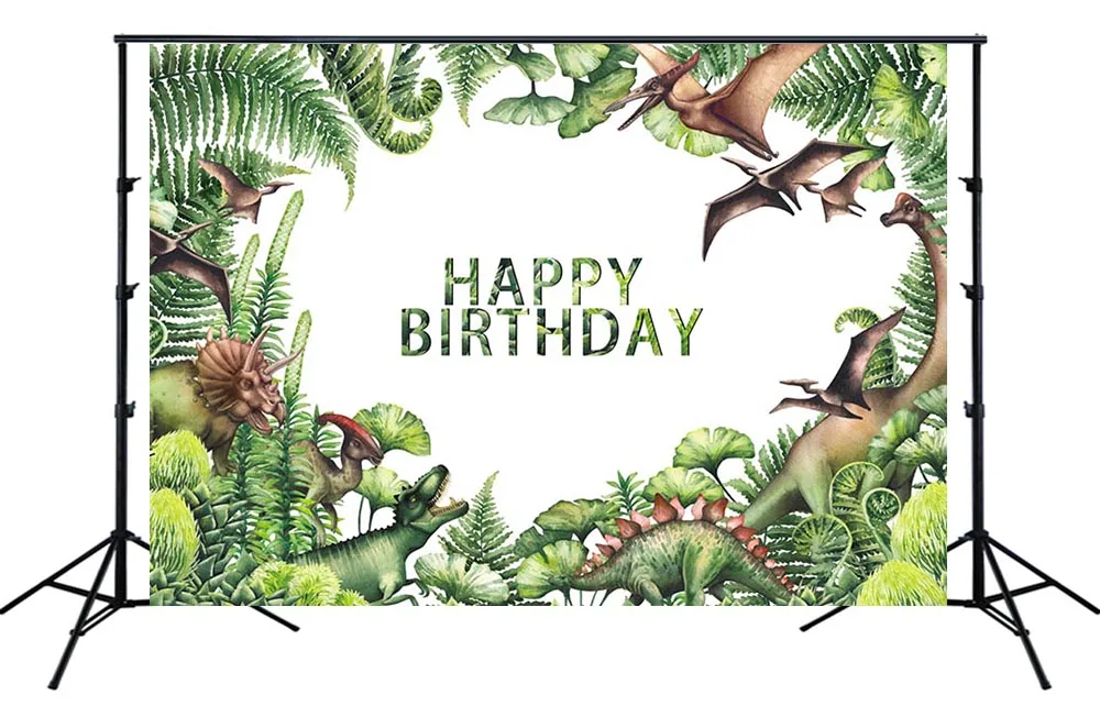 

Dinosaur Ages Kids Birthday Party Backdrops Dinosaurs Banner Studio Photography Background Tropical Scene Setter Wall Decoration