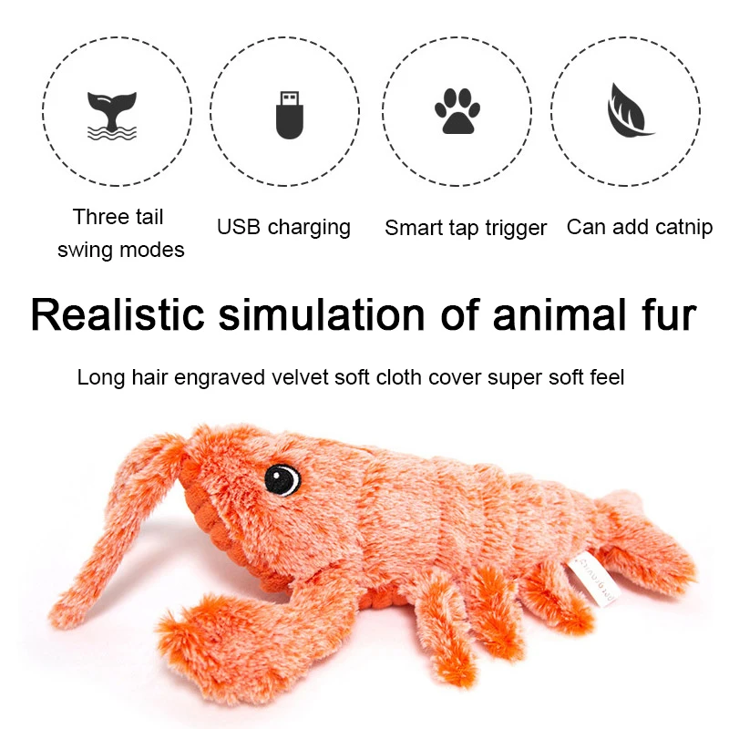 

USB Electric Simulation Lobster Plush Toys Doll Stuffed Sea Animal Fish Lobster Dancing Moving Creative Soft Pet Cats Scratcher