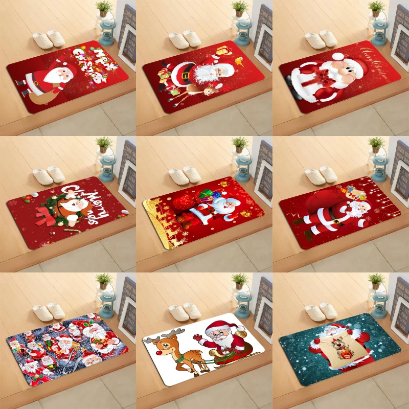 

Рождественский дверной коврик с Санта-Клаусом 2022, домашний Рождественский декоративный коврик, противоскользящий напольный коврик, уличны...