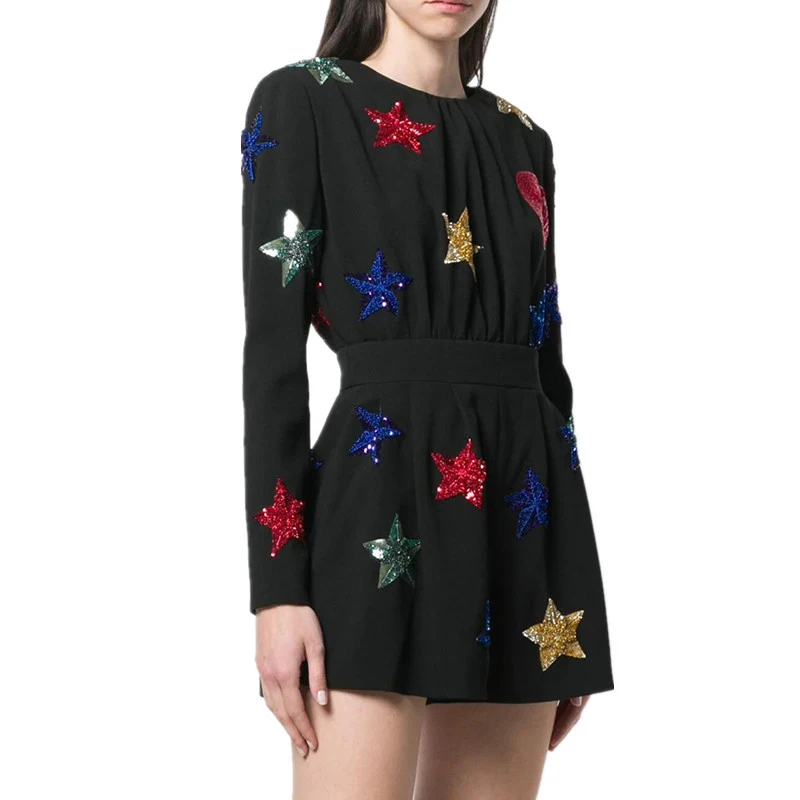 Женский комплект из Свитера и шорт вязаный черный пуловер с круглым вырезом