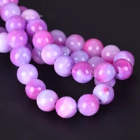 40pcs round 10mm rose purple rock stone loose beads lot for jewelry making diy crafts findings