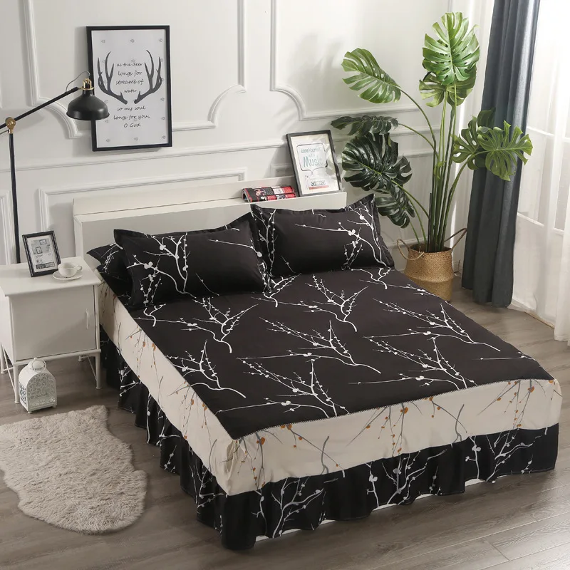 1 шт. юбка для кровати + 2 наволочка постельное белье мягкое шлифованное покрывало