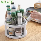 Двухуровневый Органайзер HILIFE для хранения приправ стеллаж вращающийся, круглая полка, Полка для специй, кухонный лоток для хранения, шкаф для кладовой, поворотный стол