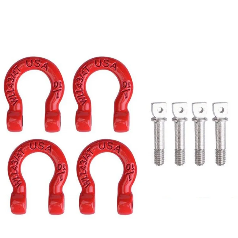 4 шт. красный металлический бампер D образное кольцо буксировочный крючок для 1/10 RC