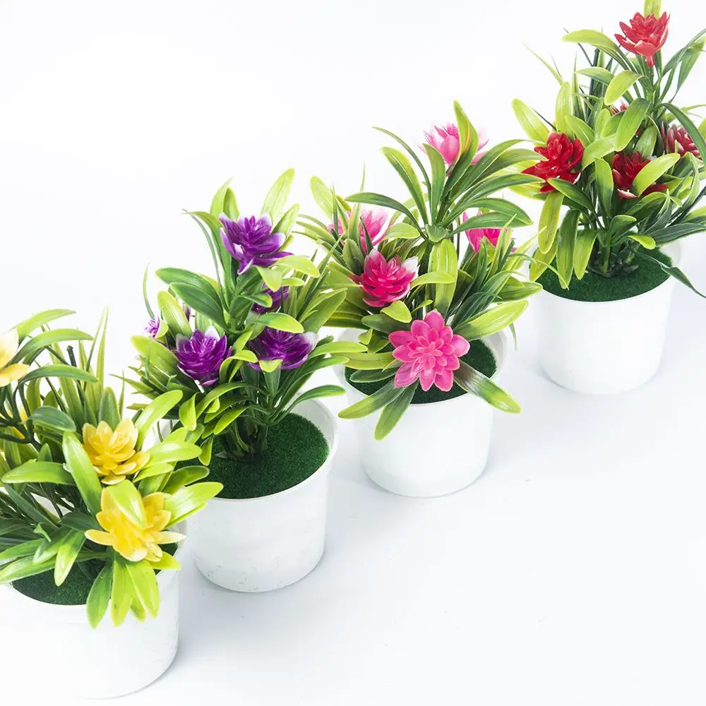 

Artificial Potted Simulation Small Lotus Flowers Fake PU Water Lily DIY Home Garden Table Decoration Lotus Plant Gift Home Decor