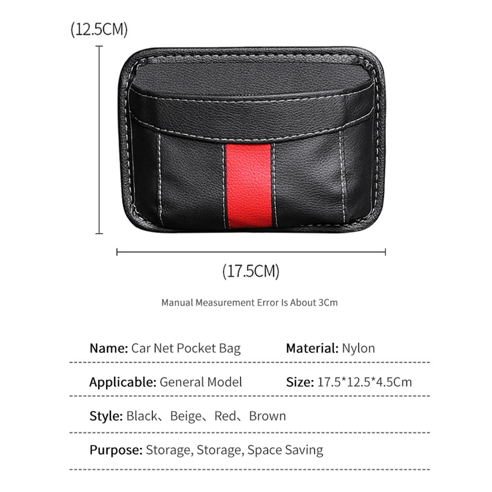 

Car Backseat Organizer Leather Storage Bag Car Seat Back Storage with Adhesive Mobile Phone Wallet Bag Interior Accessories