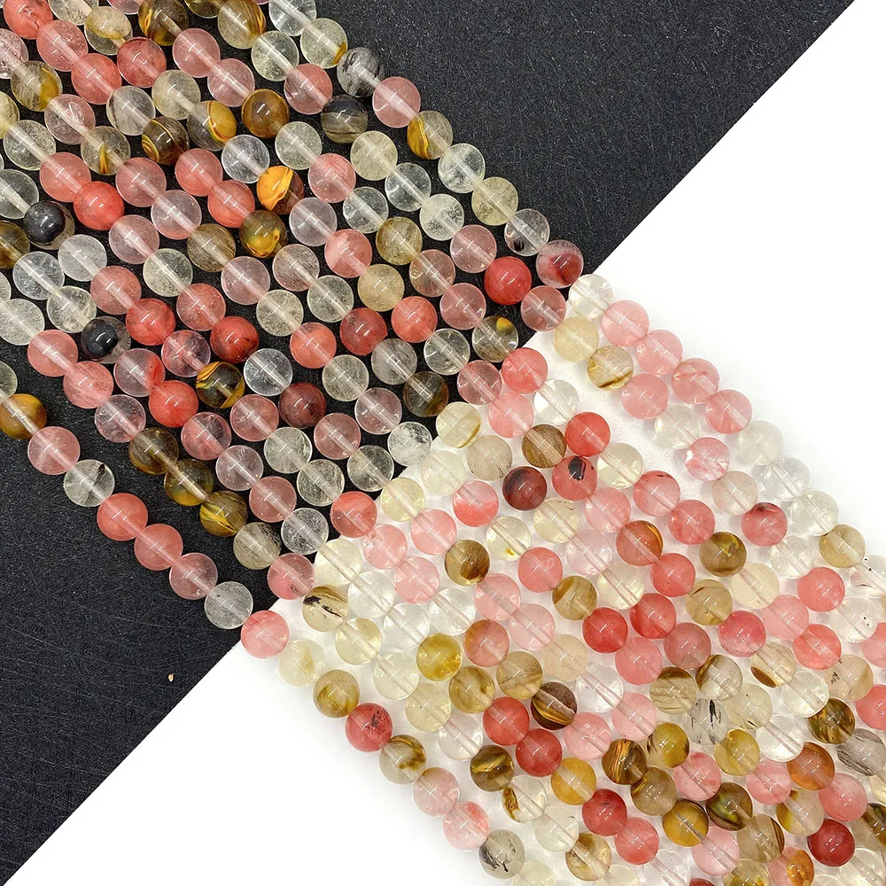 

Natural Stone Beads Watermelon Crystal Colorful Round Jewelry Beads DIY Charm Bracelet Necklace Accessory Gift 6mm 8mm 10mm