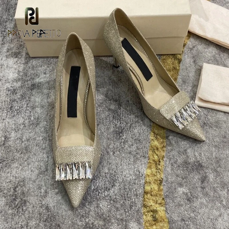 

Dress Banquet High Heels Women 2021 New Spring Stiletto Rhinestone Buckle Pointed Toe All-match Pumps Shoes