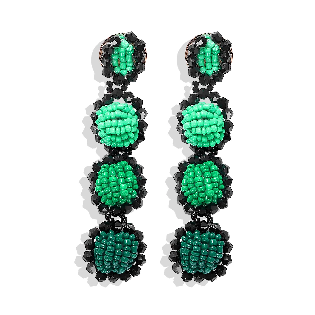 Miwens модные длинные бусины Арлекин висячие серьги Bauble Bar элегантные красочные бусины лист кисточкой яркие серьги украшения