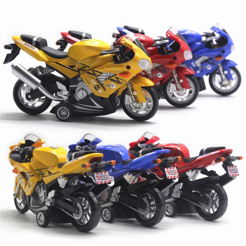

2021 New arrival Light music pull back 1:12 alloy off-road motorcycle Simulation Model Motorcycle Toy Children Gift