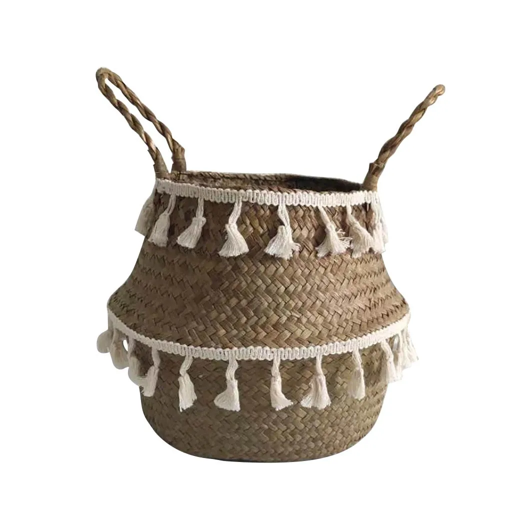Seagrass Wicker Basket Flower Pot Folding Basket Storage Basket Decoration Household Daily Necessities#20191003