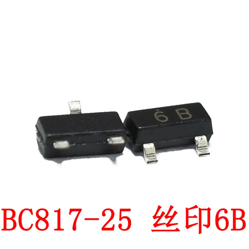 

100Pcs BC817-25 Silkscreen 6B SOT-23 45V/500mA SMD транзистор NPN
