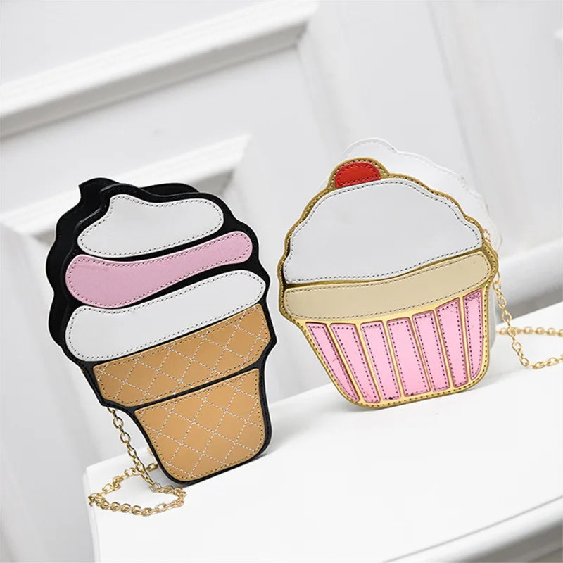 

Creative Ice Cream Shoulder Bag Women Zipper 15 Three-dimensional Bags Korean Version of The Chain Crossbody Female Cartoon Bags