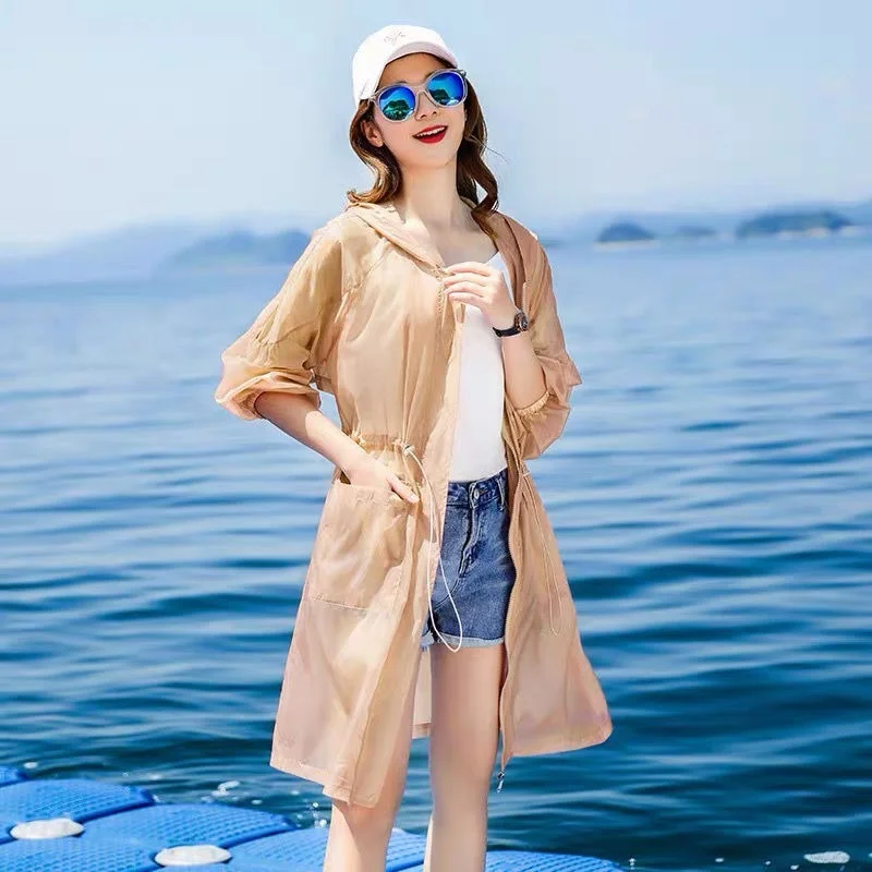 

Plus Size 3XL Hooded Sun Protection Clothing Summer Clothes 2021 New Womens Korean Sunscreen Women Jacket UV Thin Coat X269
