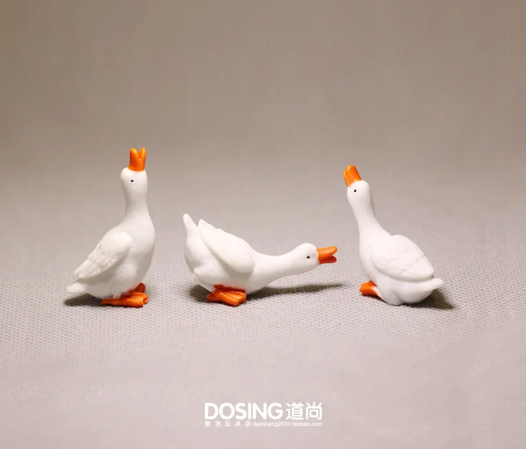 

Miniature Simulation Animal Model Cute White Goose Collectible Figurine Little Duck Action Figures Toys Kids Doll Home Decor