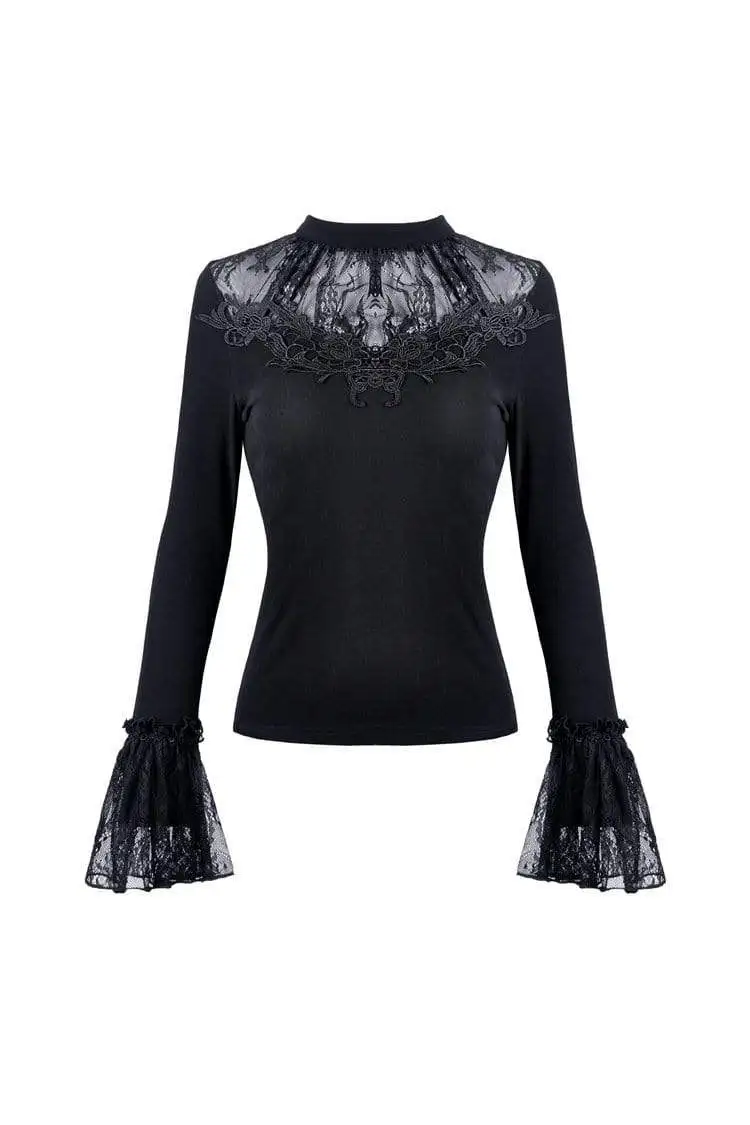 Darkinlove женские готические футболки с длинными рукавами и мятым кружевом TW217 |