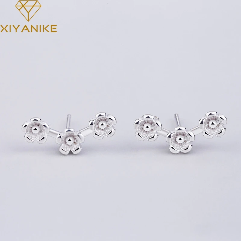 

XIYANIKE Silver Color Korean Style Cute Flower Handmade Stud Earring Charm Simple Ear Hoops Jewelry Women Christmas Gift