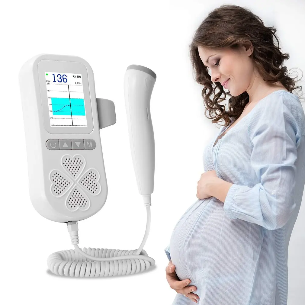 Medidor de frecuencia card&iacute;aca Fetal para mujeres embarazadas, dispositivo Doppler recargable, f&aacute;cil de leer, sin radiaci&oacute;n, Modos duales-0