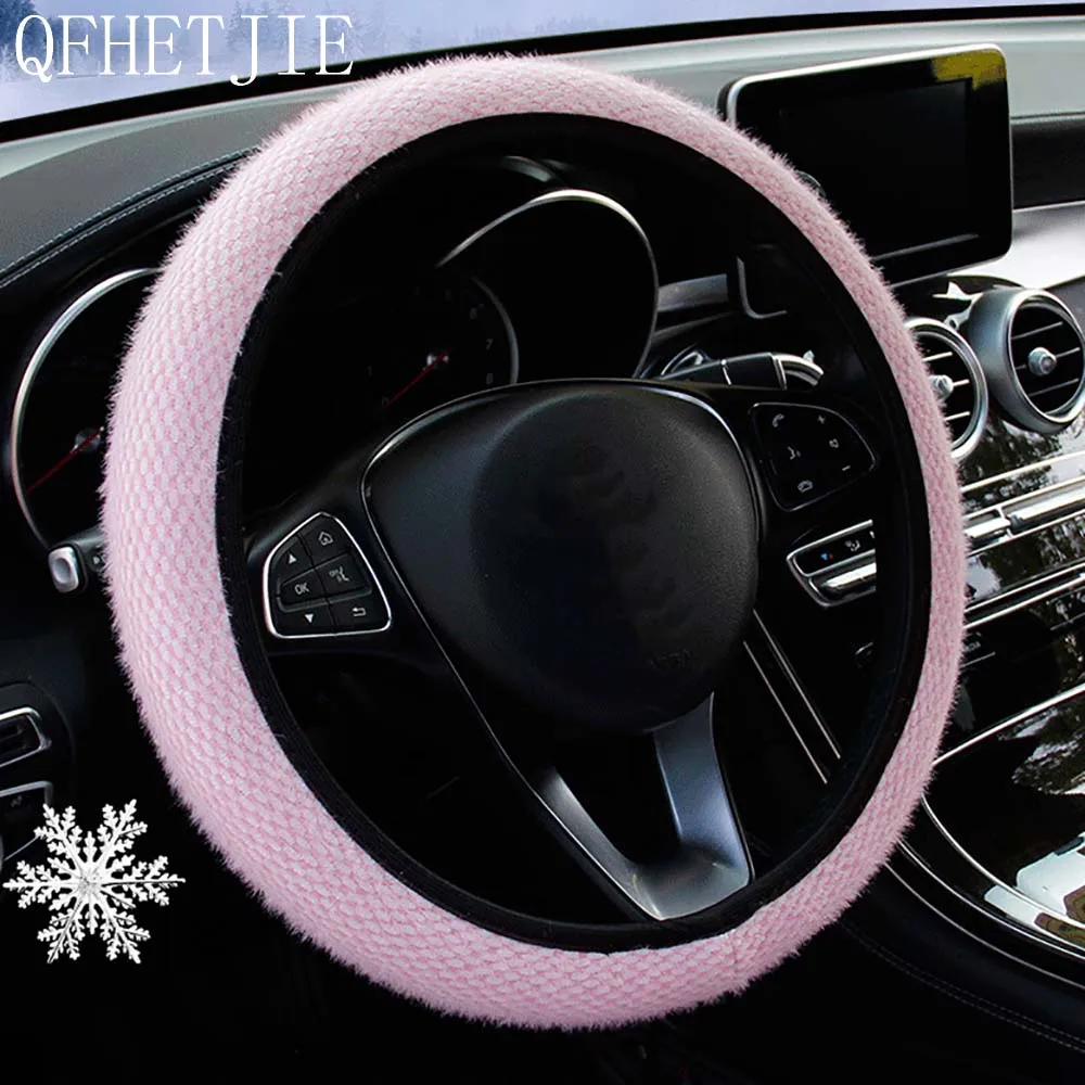 

QFHETJIE Steering Wheel Cover Without Inner Ring Handlebar Cover Short Hair Elasticity Winter Warmth and Fashion Easy To Use