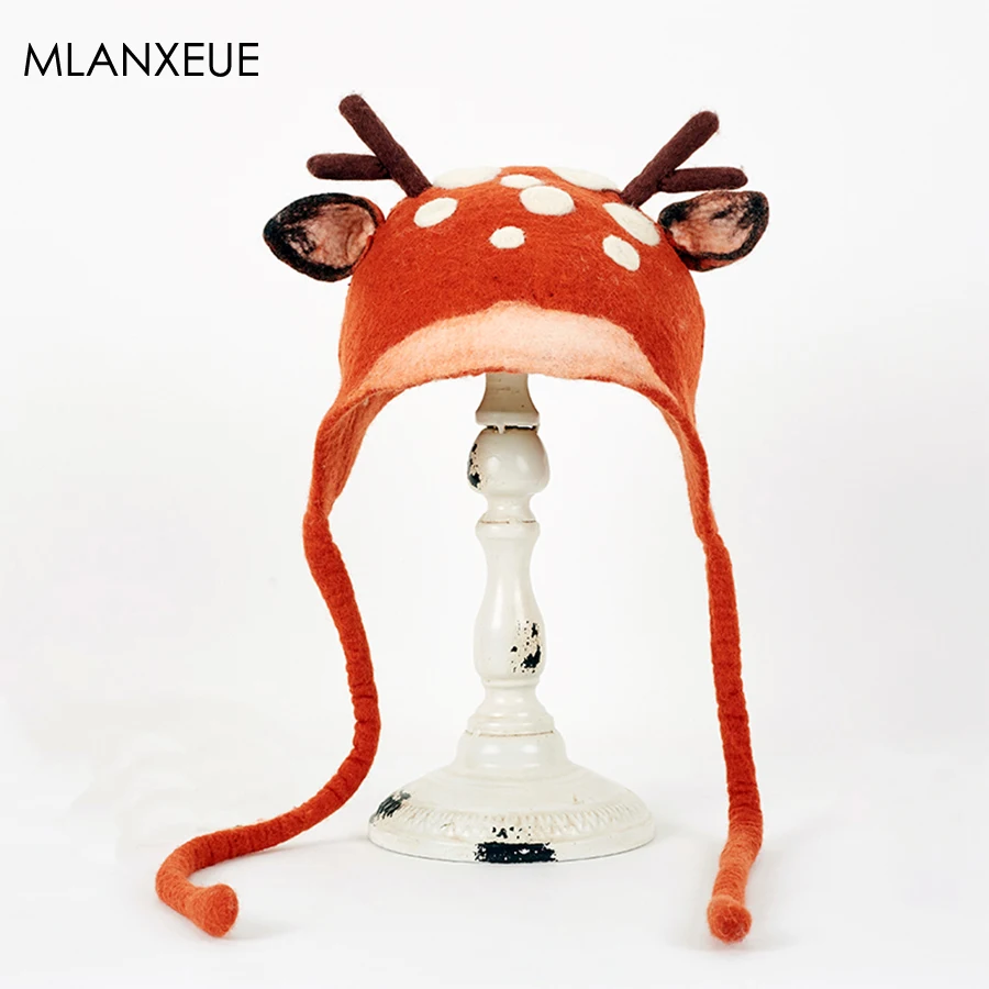 Модные шапки с оленями милые Мультяшные рога на шнуровке шляпа День святого