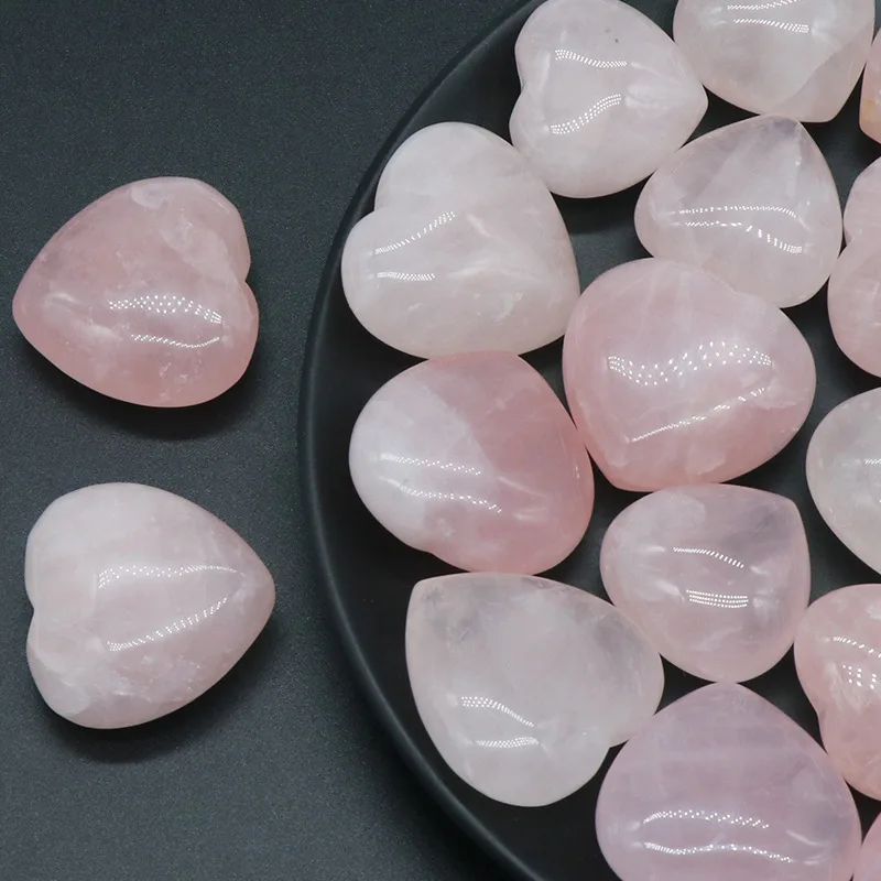 

1pc Rose Quartz Natural Stones Love Heart Statue Healing Pink Crystal 25mm/30mm Home Decorations Valentine'S Day Gift Ornament