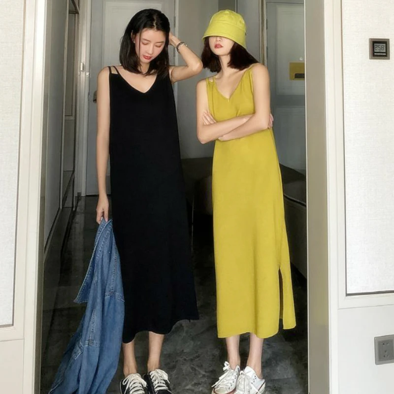 

Black V-Neck Wrapped Knitted Dress Women Autumn Solid Sheath Sweater Dresses Women Mid-Calf Bodycon Long Sweater Female New