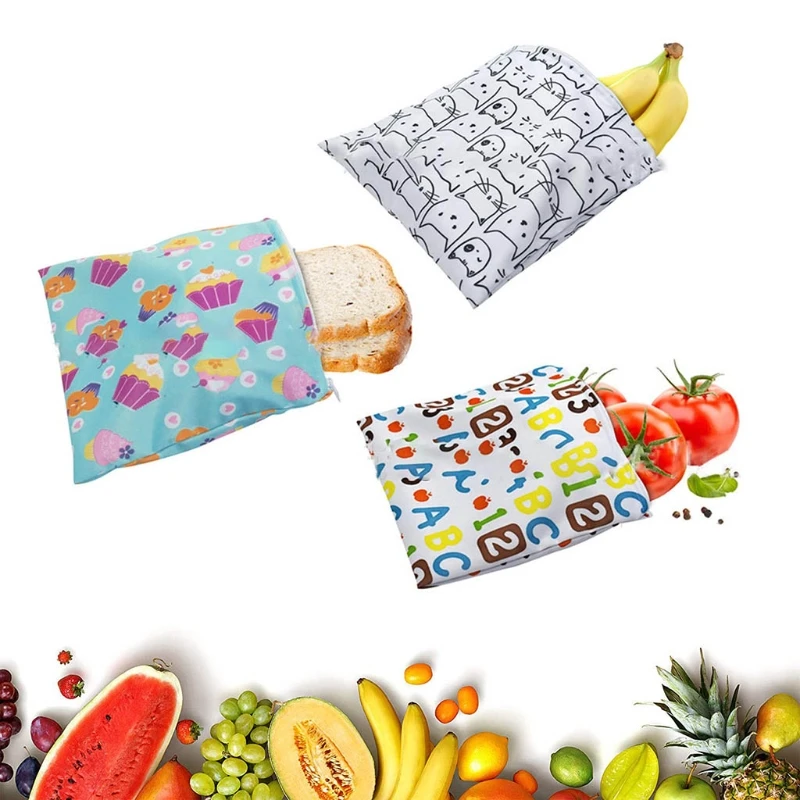 3 шт. Водонепроницаемый многоразовые закуски мешок eco-friendly хлеб сэндвич сумка для