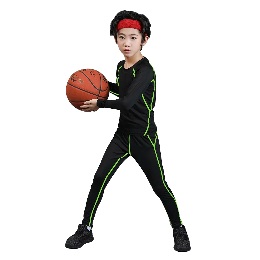 

Kids Boxing Compression Set Jersey + Pants Kids Running Basketball T-shirts Tight Teenage Pants Sportswear MMA Rashguard