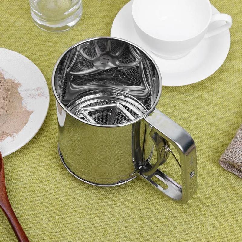 Ручной шейкер для муки из нержавеющей стали сетчатый сито с болтом механическое