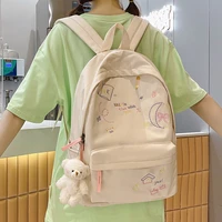 est new embroidery women backpack waterproof nylon solid color girls teenager college book bagpack kawaii bear shoulders mochila