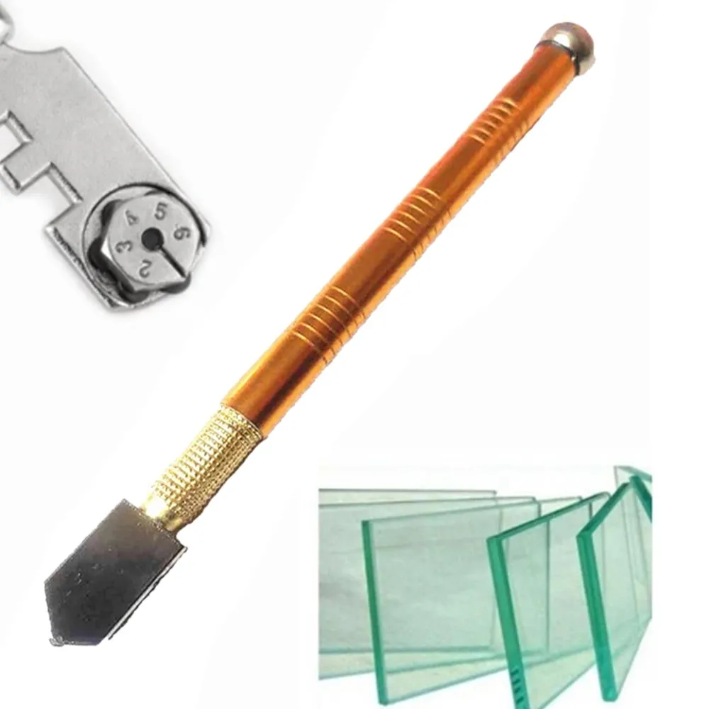 

Алмазная головка для резки стекла, стальное лезвие, инструмент для резки, масляный инструмент, противоскользящая металлическая ручка 175 мм ...