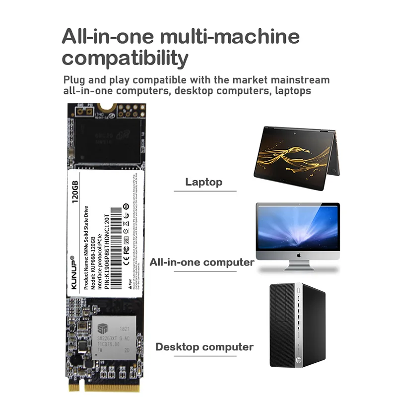 Твердотельный накопитель KUNUP PCIe NVME 128 ГБ 256 1 ТБ M.2 ssd M2 240 2280 внутренний жесткий диск