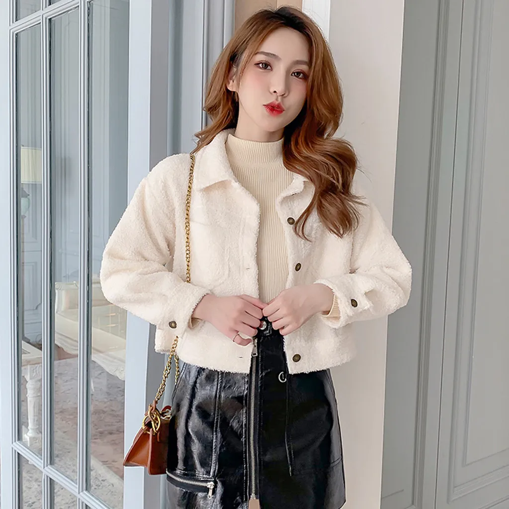 Зимняя женская флисовая короткая куртка 2019 пальто женские топы верхняя одежда